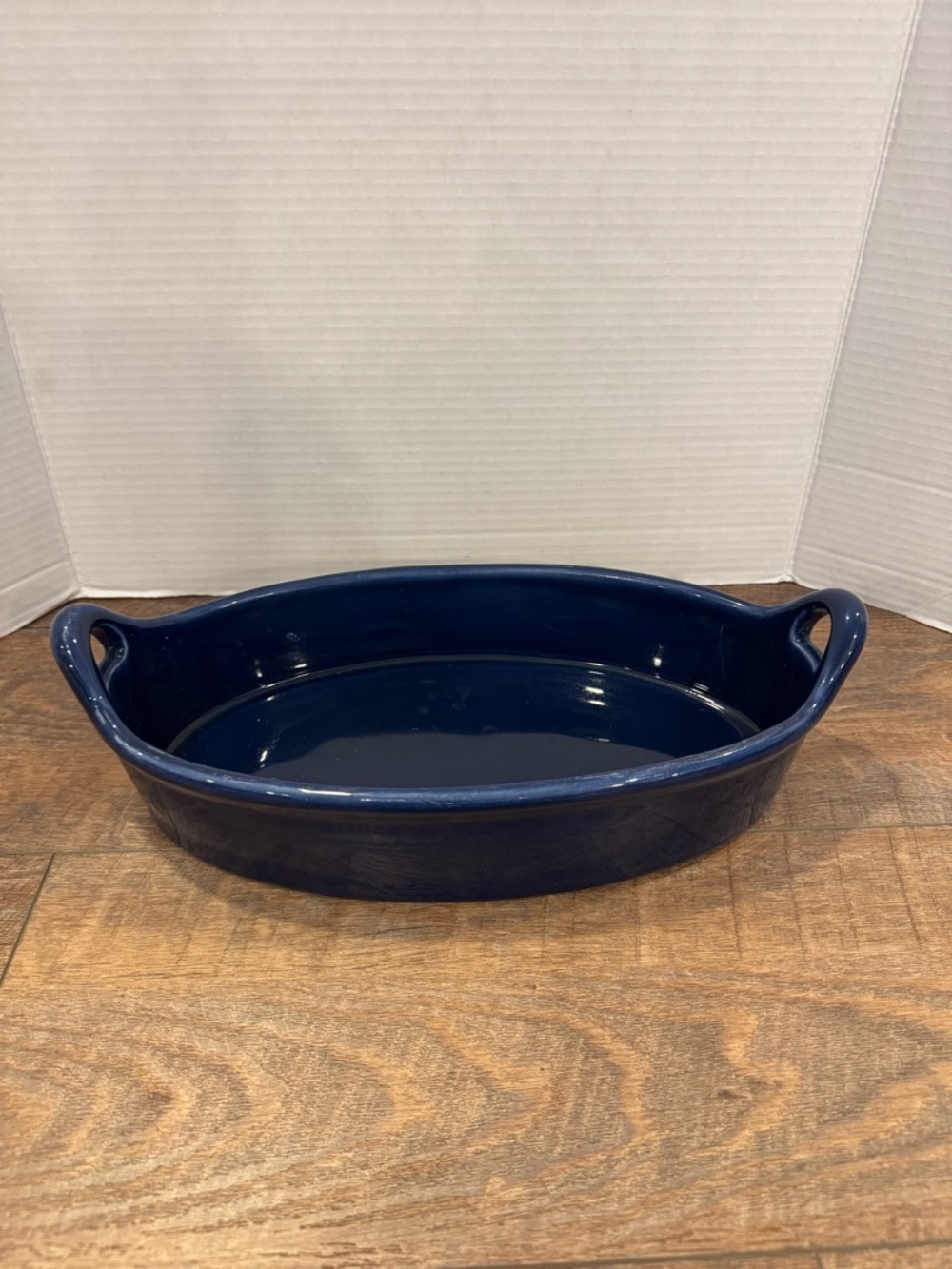 Crate & Barrel Blue Casserole Dish w/o Lid Oval Shape w/Handles